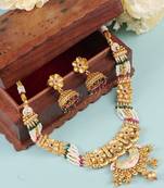  copper temple rajwadi style jewellery set      