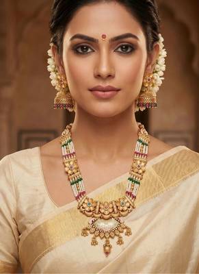  copper temple rajwadi style jewellery set       2
