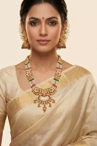  copper temple rajwadi style jewellery set      