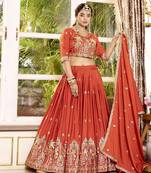 Pure Crepe Silk Lehenga Choli with Heavy Embroidery Sequence Work & Dupatta