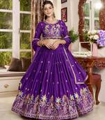 Pure Crepe Silk Lehenga Choli with Heavy Embroidery Sequence Work & Dupatta