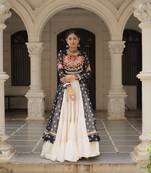 Bandhani Print Faux Georgette Kurti with Kora Cotton Frill Lehenga Set