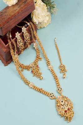  Gold plated heavy long temple jewellery set 1