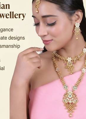  Gold plated heavy long temple jewellery set 5