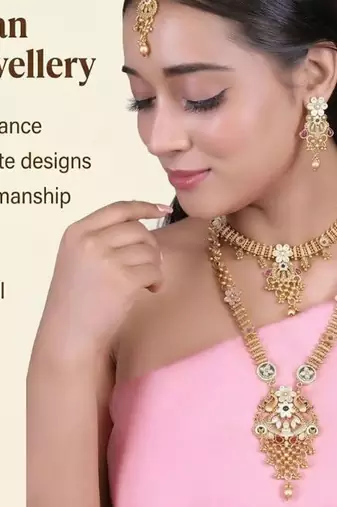  Gold plated heavy long temple jewellery set