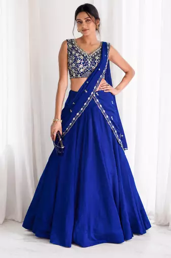 P.C. Kashmiri Lehenga Choli with Sequins Embroidery Work & Dupatta