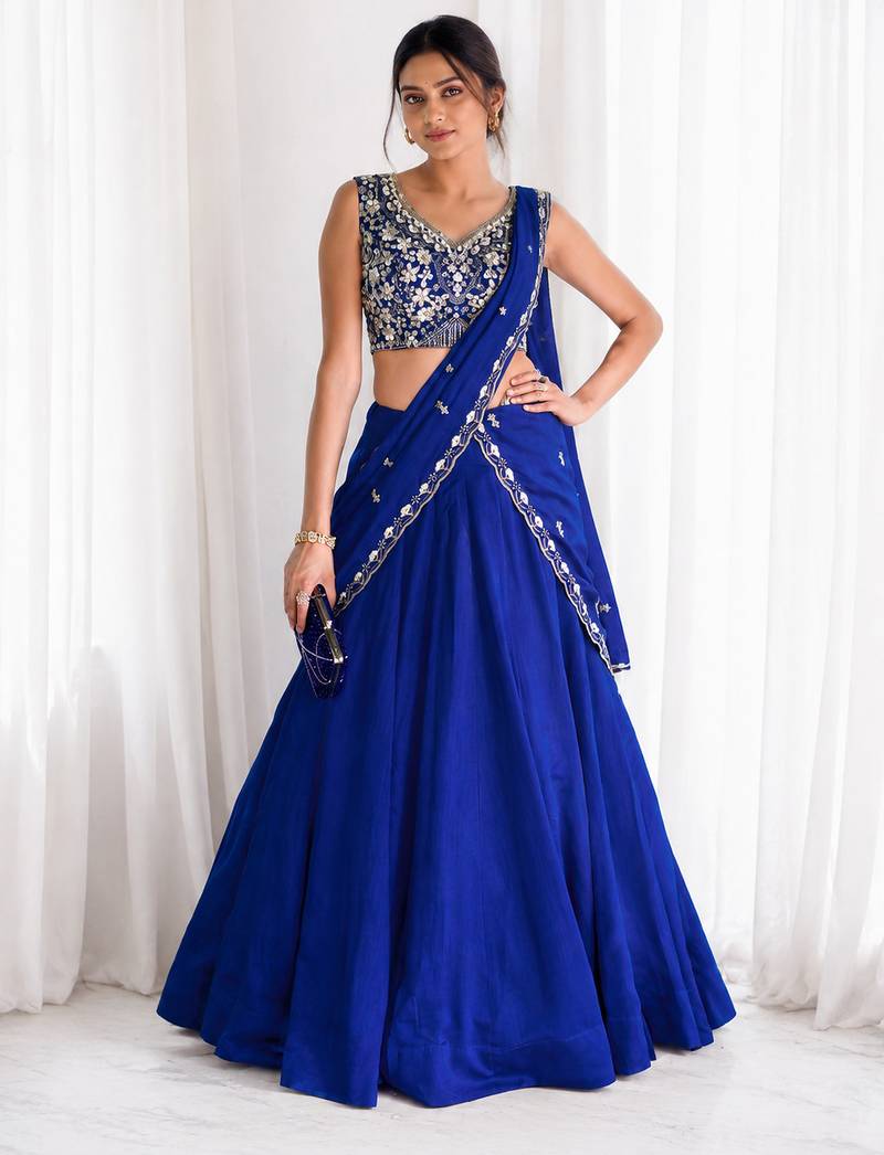 P.C. Kashmiri Lehenga Choli with Sequins Embroidery Work & Dupatta