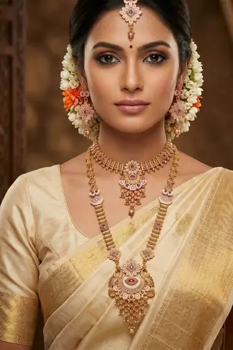  copper Combo temple rajwadi style jewellery set