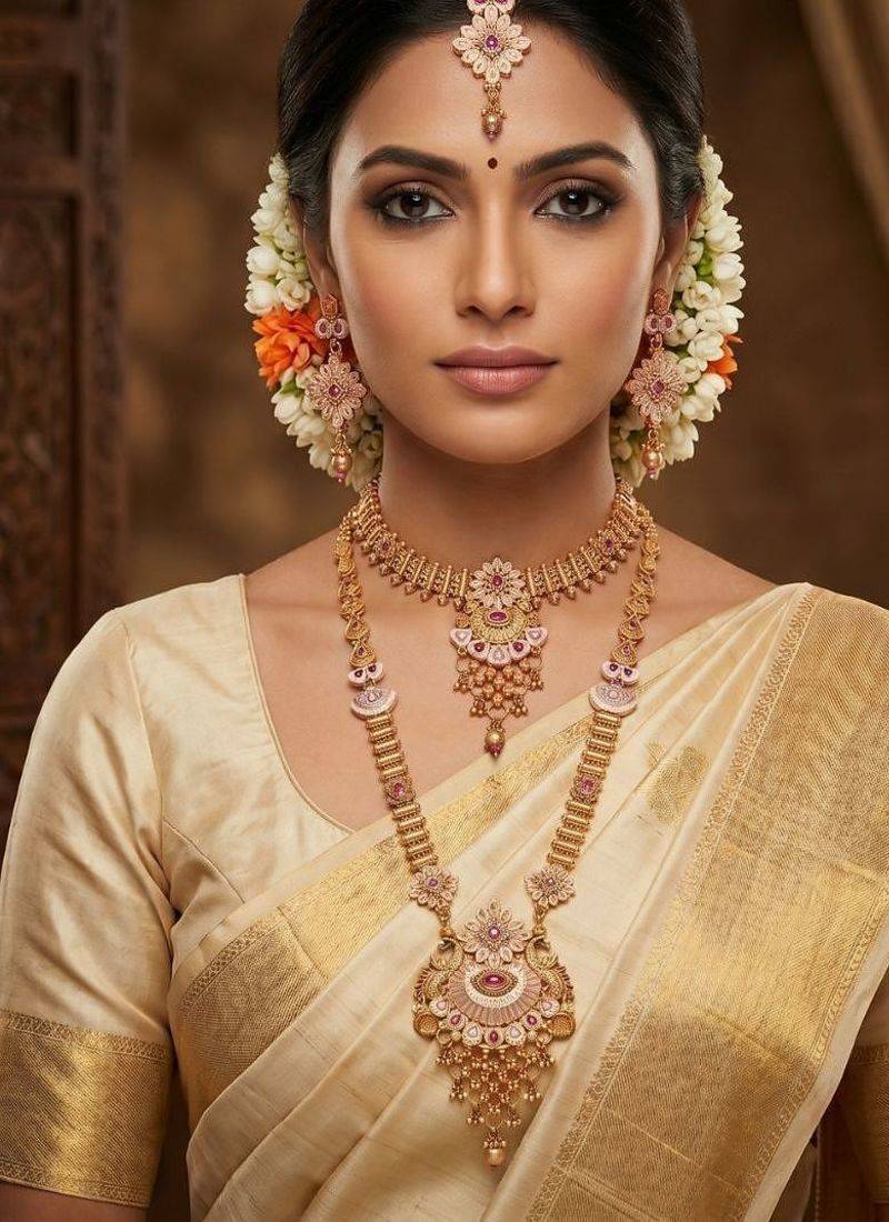  copper Combo temple rajwadi style jewellery set