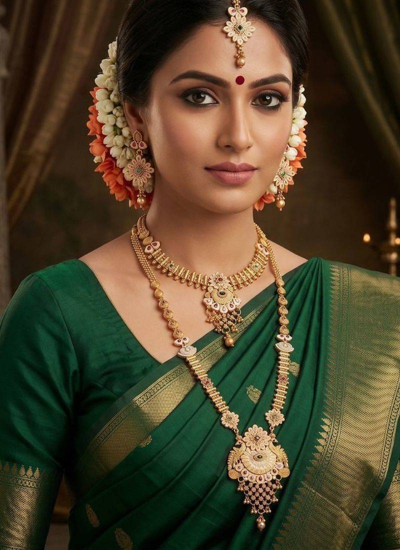  copper Combo temple rajwadi style jewellery set