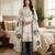 Black colour pure gmy silk embroidered palazzo suit set with organza dupatta