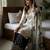 Black colour pure gmy silk embroidered palazzo suit set with organza dupatta