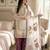 Purple colour pure gmy silk embroidered palazzo suit set with organza dupatta