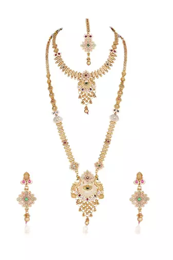  copper Combo temple rajwadi style jewellery set