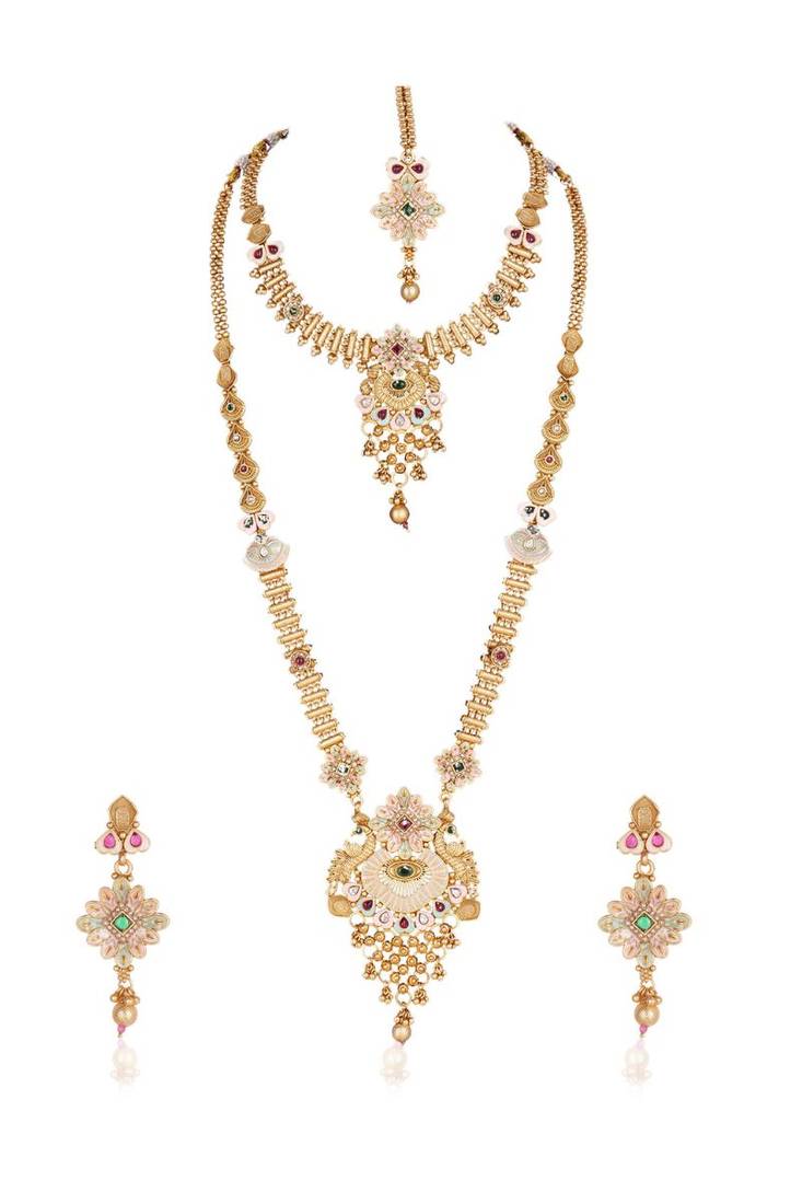  copper Combo temple rajwadi style jewellery set