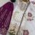 Purple colour pure gmy silk embroidered palazzo suit set with organza dupatta