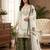Olive colour pure gmy silk embroidered palazzo suit set with organza dupatta