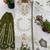 Olive colour pure gmy silk embroidered palazzo suit set with organza dupatta