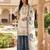 Blue colour pure gmy silk embroidered palazzo suit set with organza dupatta