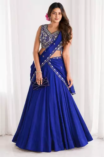 P.C. Kashmiri Lehenga Choli with Sequins Embroidery Work & Dupatta