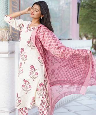 Gulabi Hand-Block Printed 3-Piece Kurta Set 2