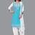 Blue turquoise blue printed crepe unstitched salwar suit dress material with chiffon dupatta