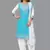 Blue turquoise blue printed crepe unstitched salwar suit dress material with chiffon dupatta