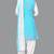 Blue turquoise blue printed crepe unstitched salwar suit dress material with chiffon dupatta