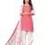 Pink coral pink printed crepe unstitched salwar suit dress material with chiffon dupatta