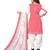 Pink coral pink printed crepe unstitched salwar suit dress material with chiffon dupatta
