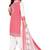 Pink coral pink printed crepe unstitched salwar suit dress material with chiffon dupatta