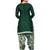 Bottle green floral printed crepe unstitched patiala salwar suit dress material with chiffon dupatta