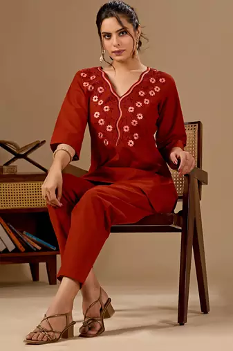 Rust cotton flex co-ord set