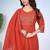 Rust orange embroidered mulmul kurta pant set with dupatta