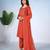 Rust orange embroidered mulmul kurta pant set with dupatta