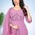 Pink embroidered mulmul kurta pant set with dupatta