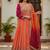 Coral georgette embroidered anarkali gown with dupatta