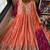 Coral georgette embroidered anarkali gown with dupatta