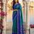 blue colour silk blend woven saree with unstitched blouse