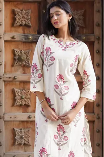 Gulabi Hand-Block Printed 3-Piece Kurta Set