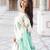 Ivory & Sea Green Floral Block Print Anarkali Kurta Set
