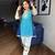 Blue embroidered chinon ethnic kurta pant set