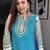 Blue embroidered chinon ethnic kurta pant set
