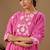 Pink embroidered mul cotton kurta pant dupatta set