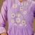 Purple embroidered mul cotton kurta pant dupatta set