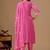 Pink embroidered mul cotton kurta pant dupatta set