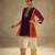 Wine embroidered chinon ethnic kurta pant set