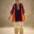 Wine embroidered chinon ethnic kurta pant set