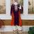Wine embroidered chinon ethnic kurta pant set