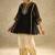 Black embroidered chinon ethnic kurta pant set